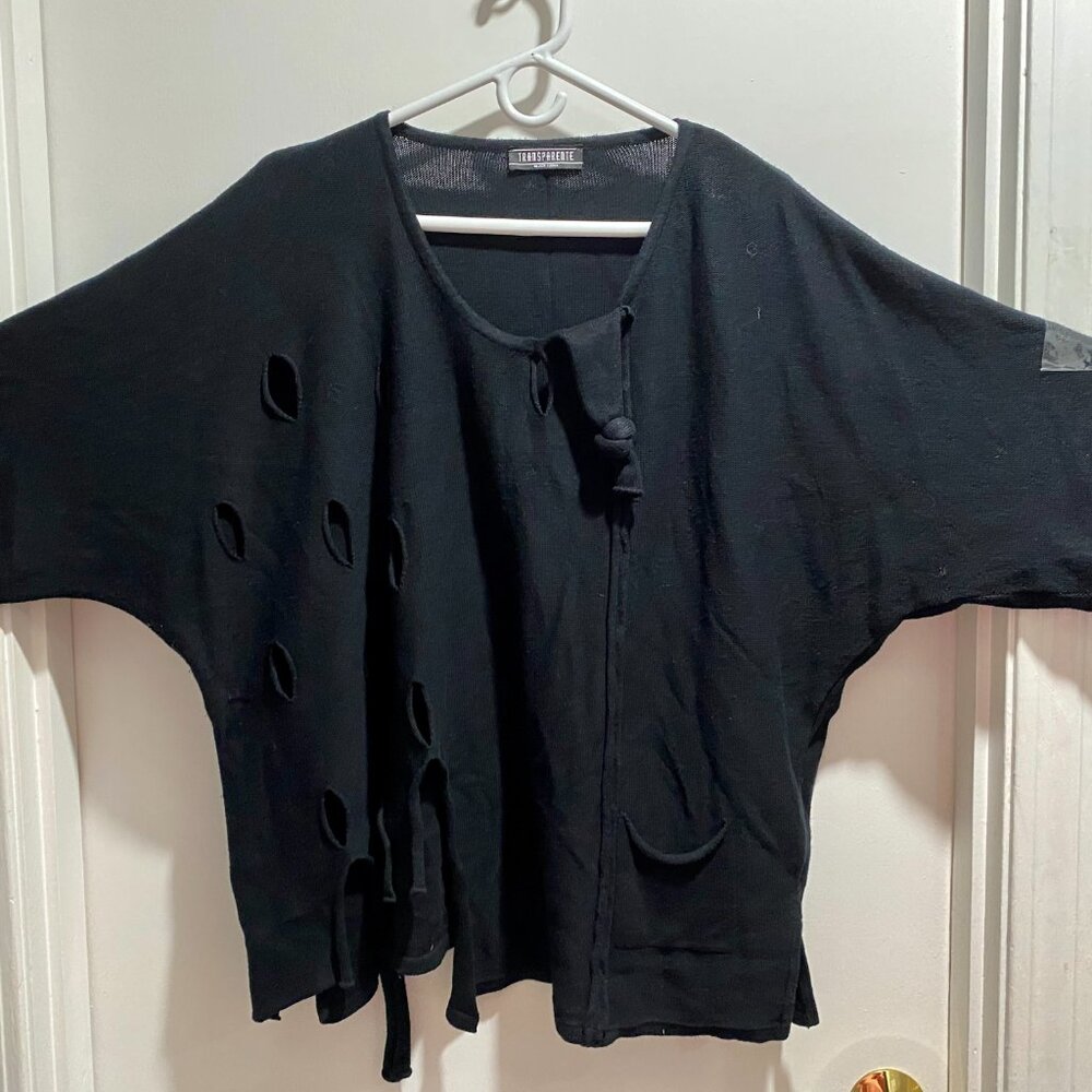 Tranparente Deconstructed Holes Lagenlook Hippie Dolman Cotton Grunge Sweater OS
